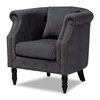 Baxton Studio Renessa Traditional Grey Velvet Upholstered and Dark Brown Finished Wood Armchair 200-12439-ZORO